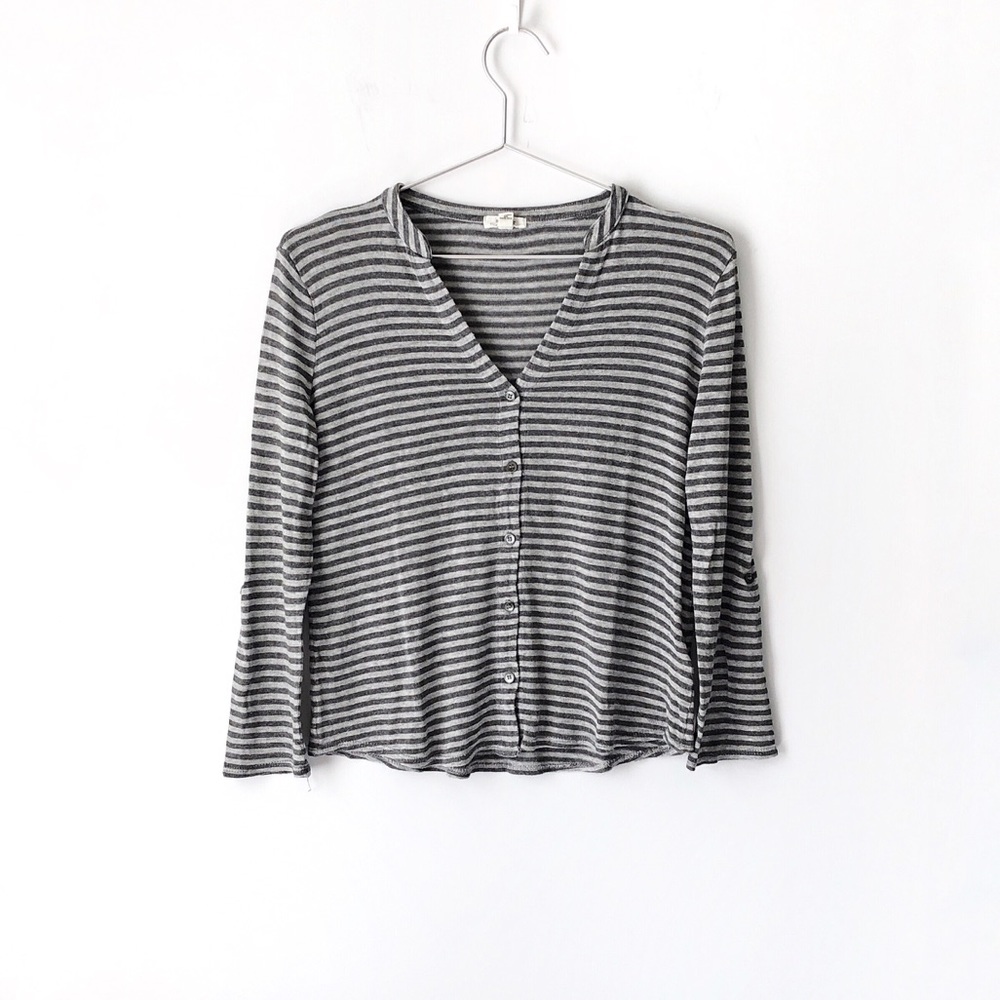 soft joie shey b striped knit button down shirt